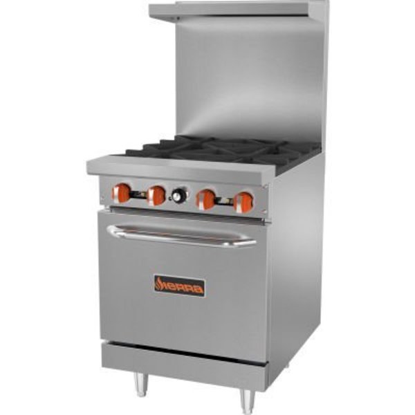 Mvp Group Corporation Sierra Range SR-4-24 - Restaurant Range, 4 Burners, Natural Gas, Oven, S/S, Cast Iron Burners SR-4-24